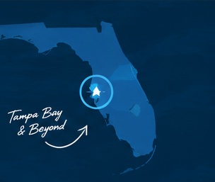 Map of Captain Levi's Tampa Bay & beyond service area