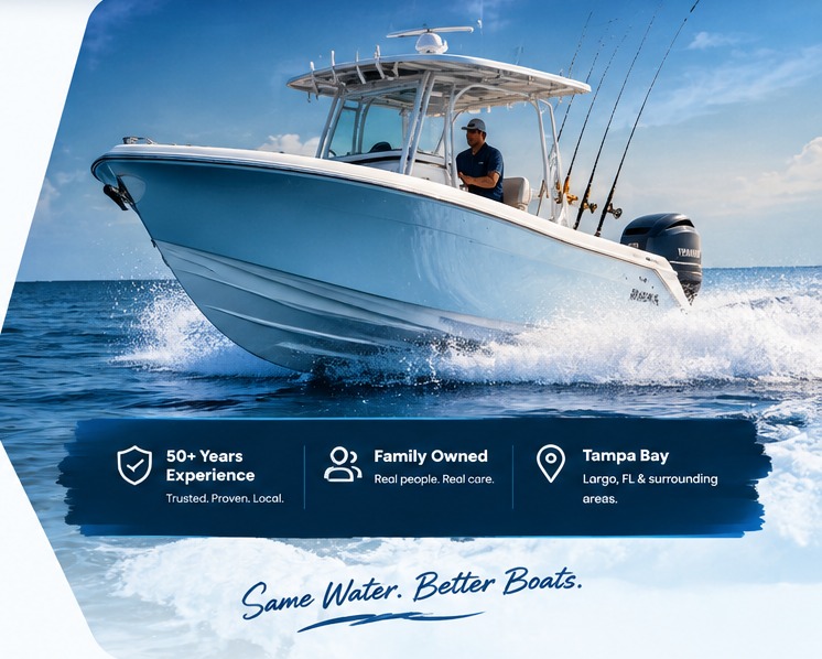 Boats stored and serviced at Captain Levi's boat yard